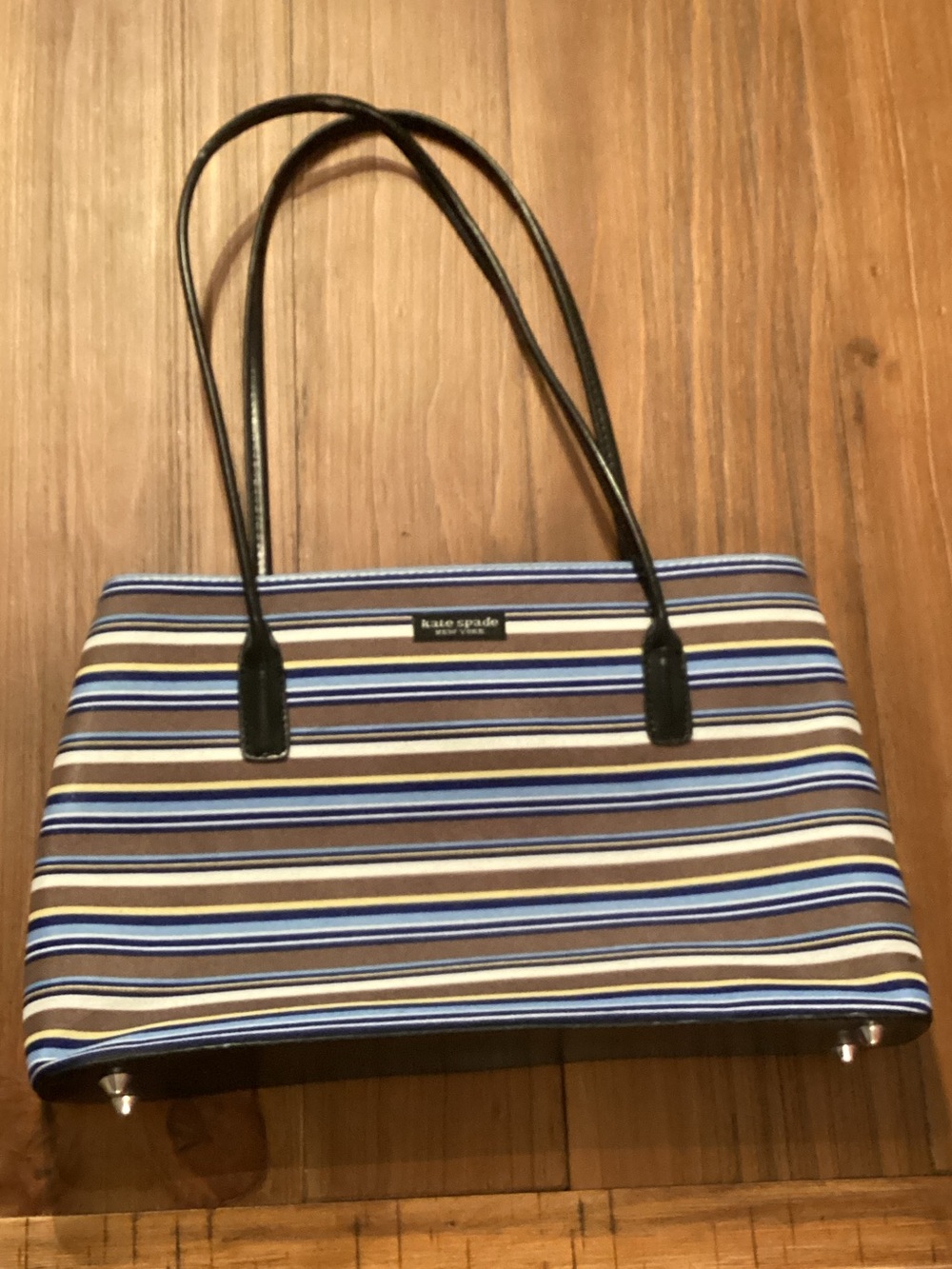 kate spade Blue, Tan and Black Striped Tote
